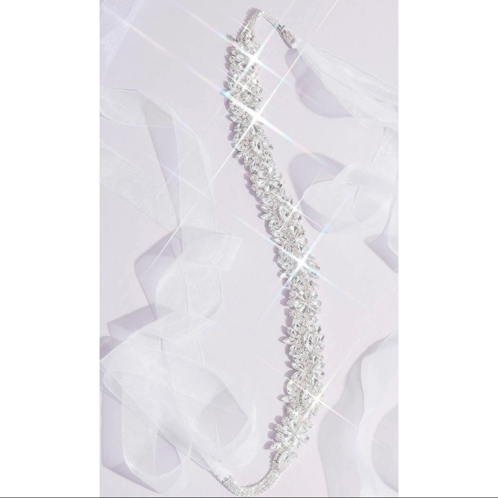 Davids Bridal Pear Crystal Wedding Sash Belt